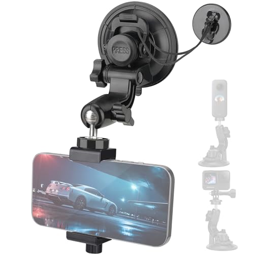 Super Ø90mm Saugnapfhalterung Verstellbarer Kugelkopf Action Cam Kamera Handy Dashcam Auto Kfz Fenster Fahrerhaus Frontscheibe Saugnapf Halterung für GoPro DJI iPhone Reisen Vlog von fantaseal