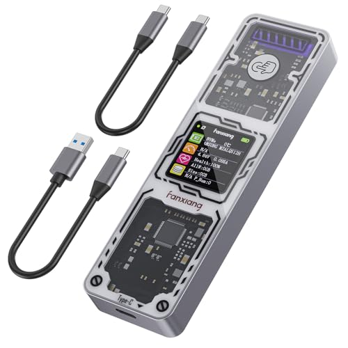 fanxiang Boîtier SSD M.2 NVMe, USB 3.2 Gen 2 (10 Gbps), Clés M/B+M, Tailles 2230/2242/2260/2280, Capacité Jusqu'à 4 to M Key/B+M Key, Inclut Câbles USB-C vers C et USB-A vers C, MD86 von fanxiang