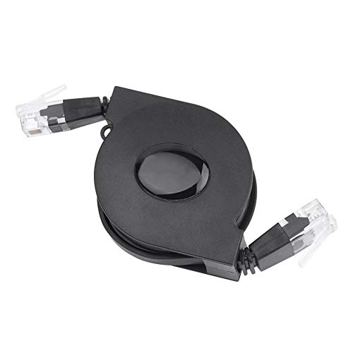 Tragbares Kabel, 1 Stück 1 m/2 m verstellbares versenkbares RJ45 CAT6-Ethernet-Netzwerk Flaches LAN-Hochgeschwindigkeitskabel UTP-Patchkabel 1000 m, geeignet für PC-Router Switches und Moedm Black(2m) von fasient