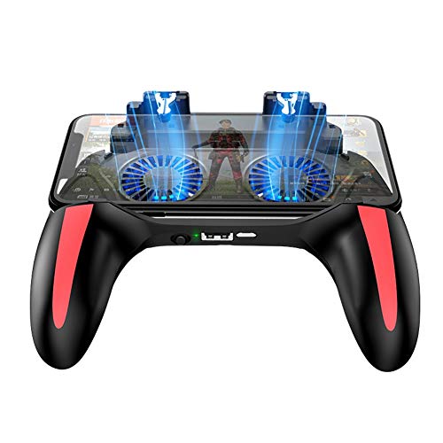 fasient Dual Cooling Fans Handy-Game-Controller, ergonomisches Smartphone-Gamepad mit 2500 mAh/5000 mAh Akku-Powerbank für 4,7-6,5-Zoll-Telefone(5000mAh) von fasient