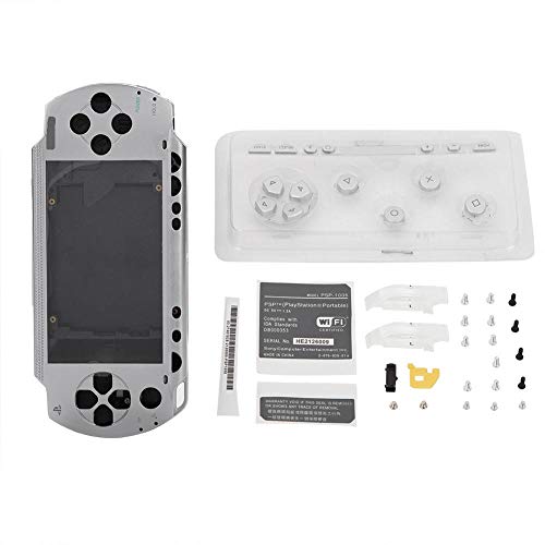 fasient Full Housing Case Cover Kit für PSP 1000, Ersatz für Gehäusedeckel Full Shell Housing Set mit Buttons Kit für PSP 1000 Replacement Shell(Silber) von fasient