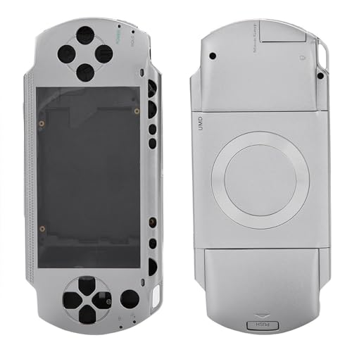 fasient Full Housing Case Cover Kit für PSP 1000, Ersatz für Gehäusedeckel Full Shell Housing Set mit Buttons Kit für PSP 1000 Replacement Shell(Silber) von fasient