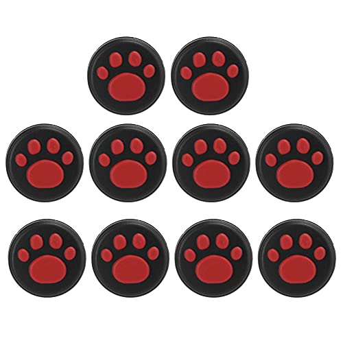 fasient1 10 Stück Silikon Daumengriff Stick Rocker Cap Ersatz Niedliche Cat Claw Design Daumengriffe Analoge Stick Cover Joystick Kappe für Schalter für Switch Lite(Rote Pfote auf Schwarz) von fasient1