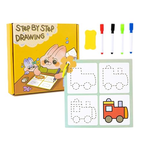 fayarrd Proschool Dry Elease Workbooks, Tracing Book,Trockener Lernboardbuch | Bildung Easy Drawing Card, Vorschularbeitsbuch für Stiftkontrolltraining von fayarrd