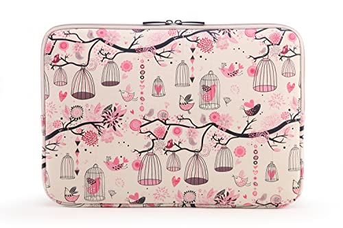 fdsmall 12 Zoll Laptoptasche Schutzhülle Wasserdicht Neoprene, Laptop Sleeve Case Laptophülle Notebook Hülle Tasche für Acer/Asus/Dell/Lenovo/HP/Samsung (Vogel Rosa, 15,6 Zoll) von fdsmall