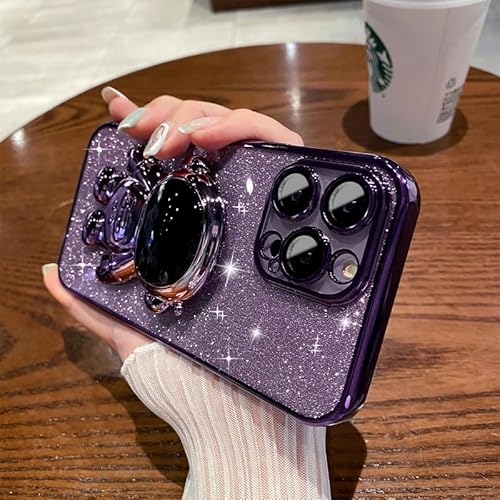 fdsmall Entwickelt für iPhone 15 Pro Max Case [Stoßfest-Kamera-Schutz][Weiches TPU ] [Faltbare Halterung Kickstand iPhone Case] 6D Beschichtung Astronaut Versteckte Stand Case-6.7" (Deep Purple) von fdsmall