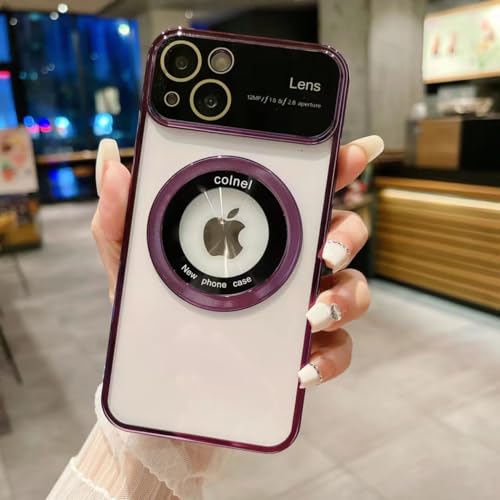 fdsmall Magnetische Hülle für iPhone 15 Plus, [Kompatibel mit Magsafe] [Schutz für Glasbildschirm und Kameralinse] [Nicht vergilbend] Vollständig abgedeckte, dünne, stoßfeste Handyhülle 6,1" (Purple) von fdsmall