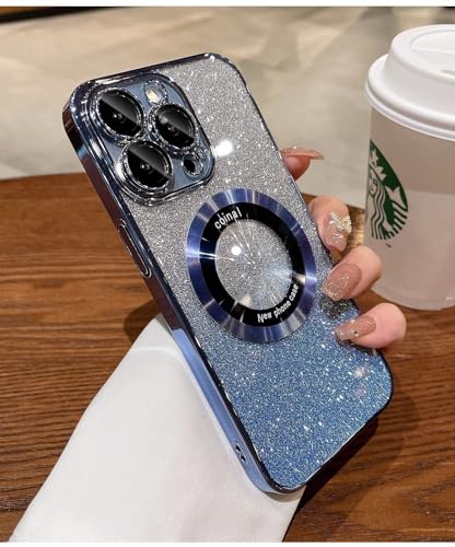 fdsmall für iPhone 15 Pro Case Luxury Glitter Case [Military Drop Protection] [Full Camera Lens Proteciton] für Frauen Männer Mädchen Shockproof Anti-Scratch Case 6.1" (Blue) von fdsmall