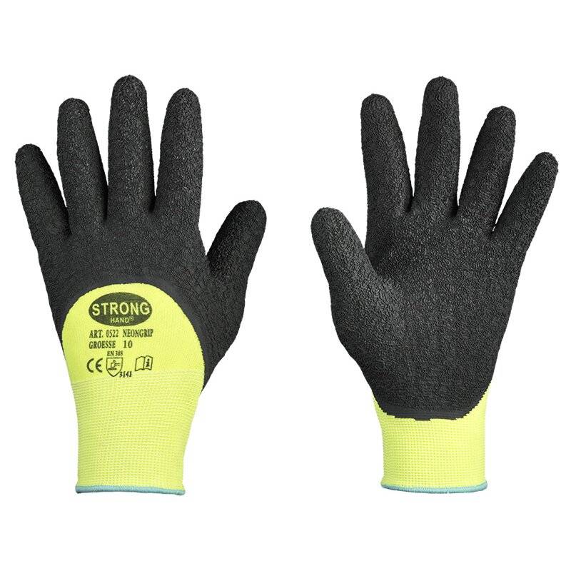 Stronghand NEONGRIP Feinstrickhandschuh mit 3/4 Schrumpf-Latex Beschichtung gelb/schwarz - Gr. 8 von HELMUT FELDTMANN GmbH