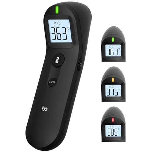 Fieberthermometer Kontaktlos für Baby und Erwachsene, Digitales Stirnthermometer Infrarot-thermometer mit Sofortiger, Genauer Ablesung, Fieberalarm,schwarz von femometer family