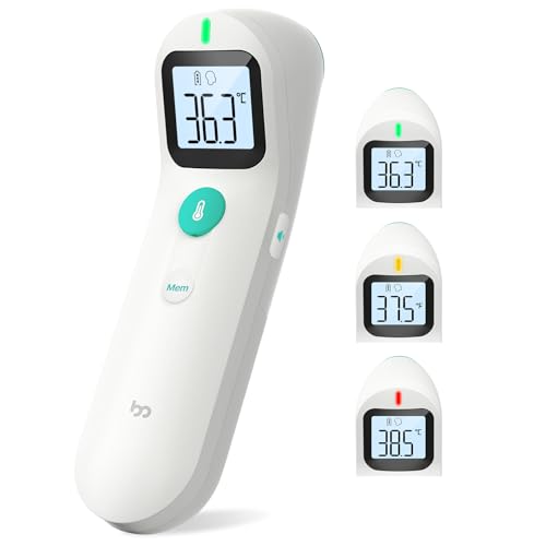 Fieberthermometer Kontaktlos für Baby und Erwachsene, Digitales Stirnthermometer Infrarot-thermometer mit Sofortiger, Genauer Ablesung, Fieberalarm,weiß von femometer family