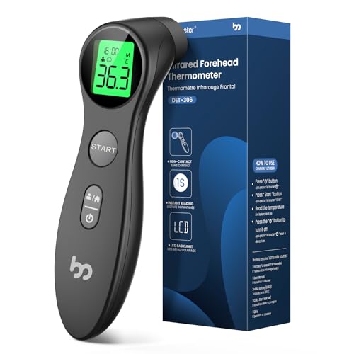 Fieberthermometer kontaktlos für Babys, Kinder und Erwachsene, Stirnthermometer Infrarot Digital Thermometer schnell hygienisch zu messen, Fieberalarm und 3-Farben-Anzeige, Schwarz Fieberthermometer kontaktlos für Babys, Kinder und Erwachsene, Stirnthermometer Infrarot Digital Thermometer schnell hygienisch zu messen, Fieberalarm und 3-Farben-Anzeige, Schwarz von femometer family