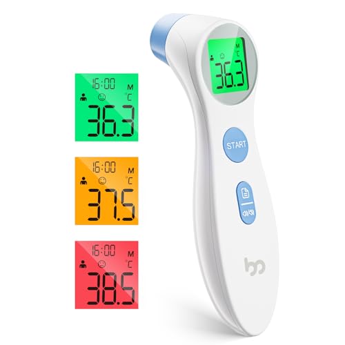 Fieberthermometer kontaktlos für Babys, Kinder und Erwachsene, Stirnthermometer Infrarot Digital Thermometer schnell hygienisch zu messen, Fieberalarm und 3-Farben-Anzeige (Weiß) Fieberthermometer kontaktlos für Babys, Kinder und Erwachsene, Stirnthermometer Infrarot Digital Thermometer schnell hygienisch zu messen, Fieberalarm und 3-Farben-Anzeige (Weiß) von femometer family