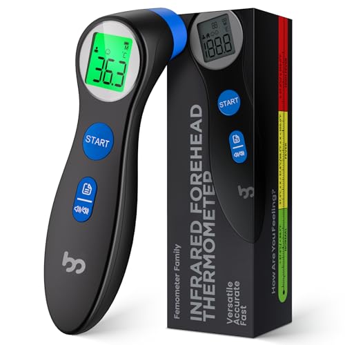 Kontaktloser Fieberthermometer für Babys, Für Kinder und Erwachsene,Stirn-Infrarot Digital-Thermometer, Stirn-Infrarot-Thermometer Digital, Fieberwarnung und 3-Farben-Anzeige, Blau Kontaktloser Fieberthermometer für Babys, Für Kinder und Erwachsene,Stirn-Infrarot Digital-Thermometer, Stirn-Infrarot-Thermometer Digital, Fieberwarnung und 3-Farben-Anzeige, Blau von femometer family
