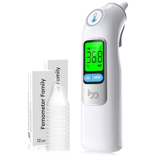 Ohrthermometer, Ohr Fieberthermometer für Baby Erwachsene, digitales infrarot-Thermometer mit 24 Einweg-Schutzkappen Ohrthermometer, Ohr Fieberthermometer für Baby Erwachsene, digitales infrarot-Thermometer mit 24 Einweg-Schutzkappen von femometer family