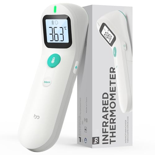 Stirnthermometer Kontaktlos, Fieberthermometer für Baby und Erwachsene schnell und präzis mit Fieberalarm, farbcodierte Temperaturanzeige, weiß Stirnthermometer Kontaktlos, Fieberthermometer für Baby und Erwachsene schnell und präzis mit Fieberalarm, farbcodierte Temperaturanzeige, weiß von femometer family