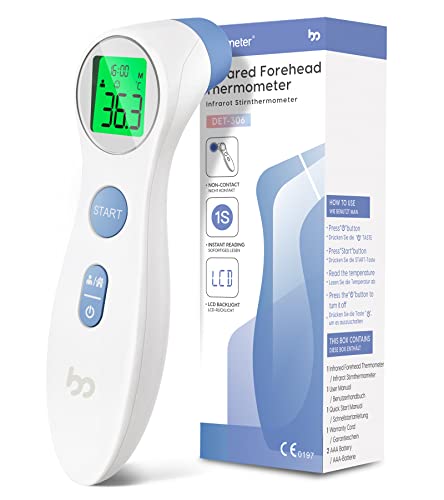 Fieberthermometer für Babys Kinder und Erwachsene, kontaktloses Stirnthermometer Infrarot Digital Thermometer mit sofortiger genauer Ablesung, Fieberalarm, weiß von femometer
