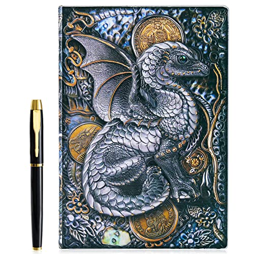 3D Fly Dragon Vintage Tagebuch+Stift Set,A5 Notizbuch Liniert,Personal Organizer DND Journal Notebook Planner,GeburtstagGeschenk für Männer Frauen Erwachsene Kinder(Colorful) von fengco
