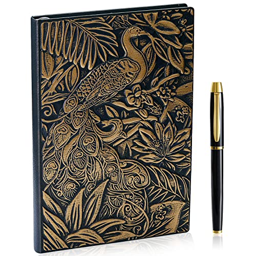 3D Pfau Vintage Tagebuch+Stift Set,A5 Notizbuch Liniert,Personal Organizer DND Journal Notebook Planner,GeburtstagGeschenk für Männer Frauen Erwachsene Kinder(Bronze) von fengco