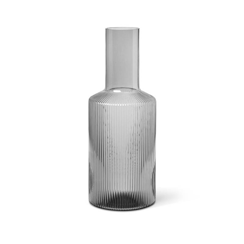 ferm LIVING Karaffe Ripple, grau, 1 L, Glas, mundgeblasen von ferm LIVING