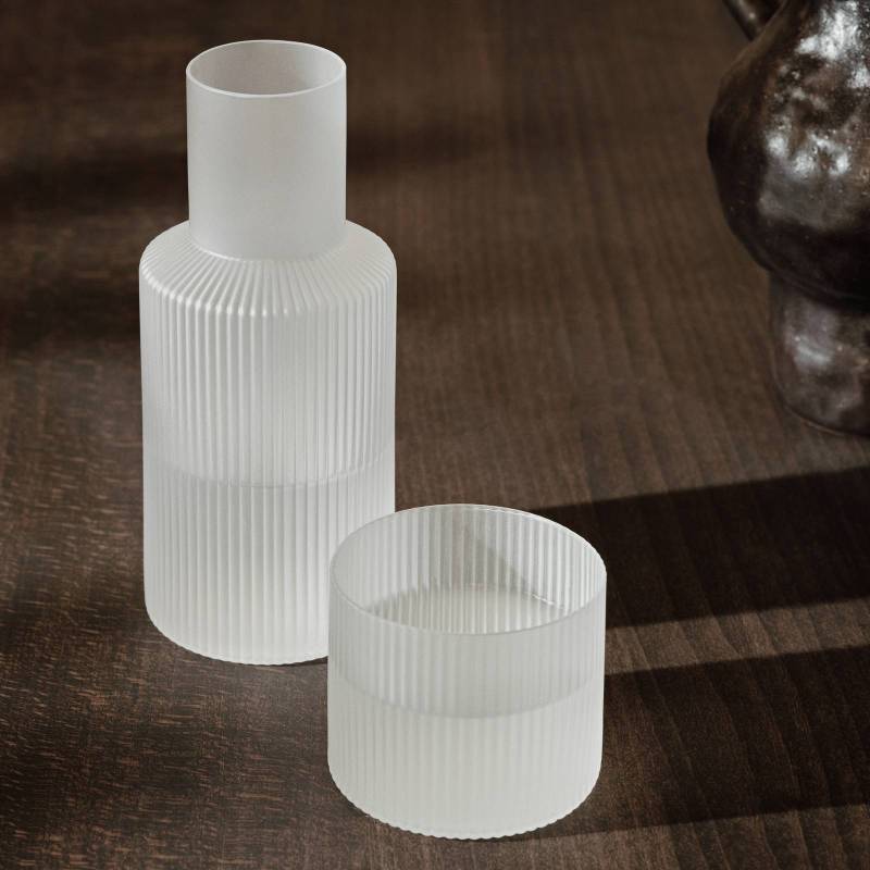 ferm LIVING Karaffen-Set Ripple Small, weiß, Glas, 2-teilig von ferm LIVING