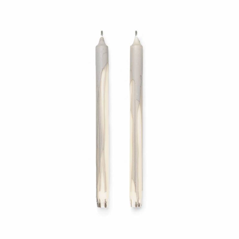 ferm LIVING Kerze Dryp, grau, Höhe 30 cm, Stearin, 2er-Set von ferm LIVING