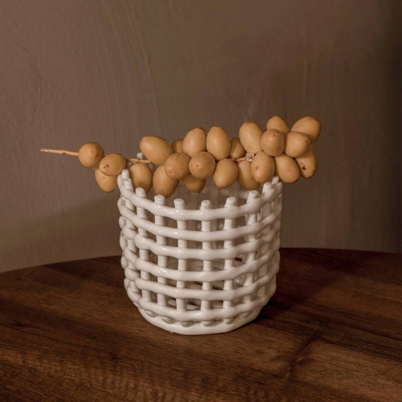 ferm LIVING Korb Ceramic, rund, Ø 16 cm, weiß, Keramik von ferm LIVING