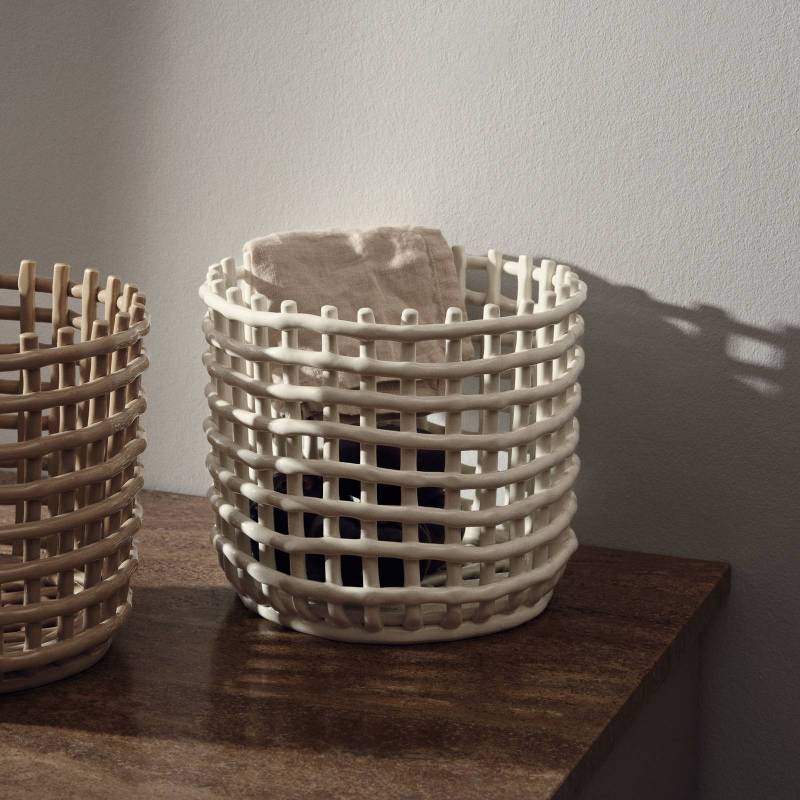 ferm LIVING Korb Ceramic, rund, Ø 23,5 cm, weiß, Keramik von ferm LIVING