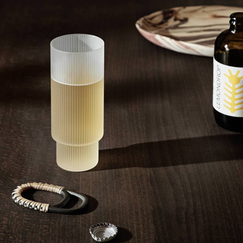 ferm LIVING Longdrinkglas Ripple, weiß, 300 ml, Glas, 4er von ferm LIVING