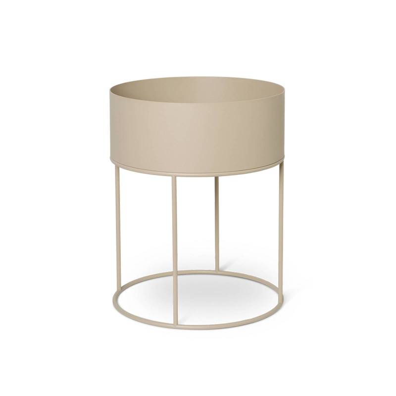 ferm LIVING Plant Box Round, beige, Ø 40 cm, Stahl von ferm LIVING