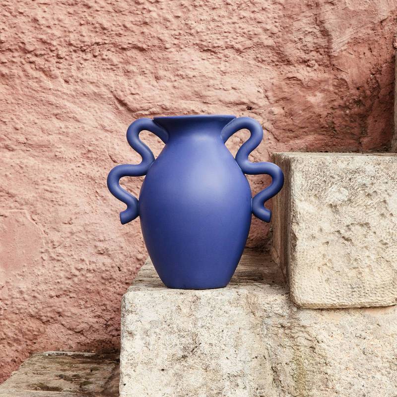 ferm LIVING Vase Verso Table, blau, Höhe 27 cm, Keramik von ferm LIVING
