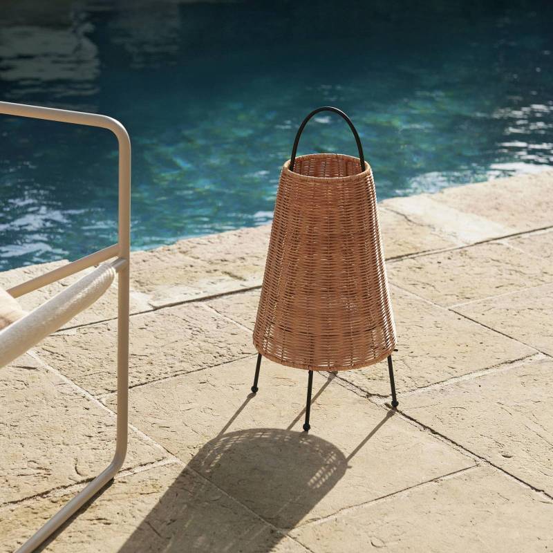 ferm LIVING LED-Akkutischleuchte Porti Braided, Rattan, dim. von ferm LIVING