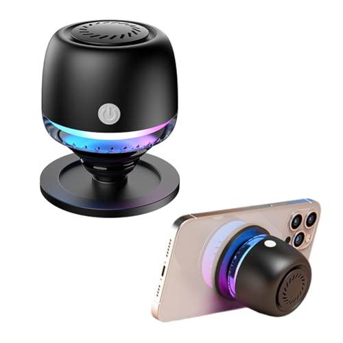 fesoklaf Magnetischer Bluetooth-Lautsprecher, tragbarer Bluetooth-Lautsprecher mit RGB-Licht, wasserdichte kabellose Lautsprecher, dehnbarer Telefonständer für Dusche, Outdoor, Zuhause (Schwarz) von fesoklaf