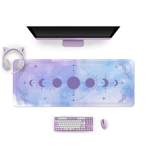 Gaming Mauspad XXL,Blau-Lila Large Mouse Pad, rutschfeste Gummibasisgenähte Anti-Fray-Kanten für Home Office 900x400x2mm von fghgbf