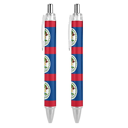 fifbird Kugelschreiber mit Belize-Flagge, einziehbar, feine Spitze, runder Schaft, für Notizbuch, Schreiben, Büro, Arbeiten, 0,5 mm, 4 Stück von fifbird