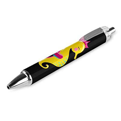 fifbird Niedlicher Seepferdchen-Kugelschreiber, einziehbar, feine Spitze, runder Schaft, für Notizbuch, Schreiben, Büro, Arbeit, 0,5 mm, 4 Stück von fifbird