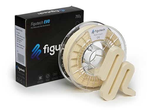Figutech EVO PLA Hochleistungsfilament PLA verstärkt für 3D-Drucker 1,75 mm (+/- 0,02 mm); 100 % europäisch, kompatibel mit allen 3D-Druckern Elfenbein 750 g von figutech