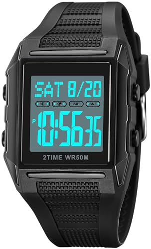 Digital Kinderuhr für Jungen 5ATM Wasserdicht Sportuhr mit Wecker/EL-Licht/Stoppuhr/Datum Outdoor Militär Armbanduhr Kinder Digitaluhr Jugendliche Sport Herren Uhr Eckig von findtime