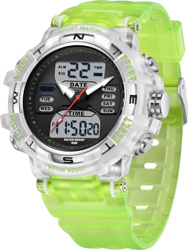 Digitale Armbanduhr Kinder Digitaluhr Damen Uhr 5ATM Wasserdicht Kinder Uhren für Jungs Mädchen mit Wecker Kalender Coutdown LED Stoppuhr 12/24H Analog Digital Sportuhr Militär Kids Watch von findtime