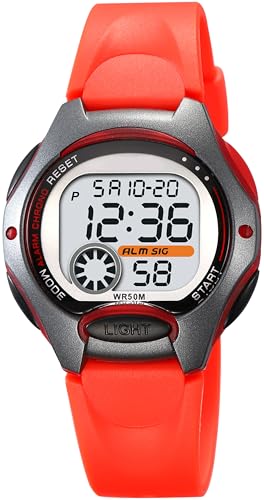 Digitaluhr Kinder Uhren für Jungs Mädchen Kinderuhr Digital mit Wecker Datum Bunte LED-Licht Sport Armbanduhr Kinder Jungen Outdoor Uhr 5ATM Wasserdicht Digitale Sportuhr Kids Watch Stoppuhr von findtime