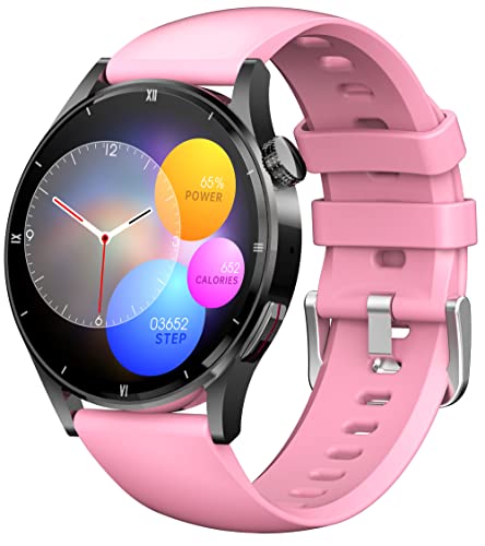 Gesundheitsuhr Smartwatch Damen mit Telefonfunktion Smart Watch Damenuhr Rosa Rund Fitnessuhr Blutdruckmessung Schrittzähler Uhr Damen Sportuhr Fitness Tracker Fittnessarmbanduhr Frauen Android IOS von findtime