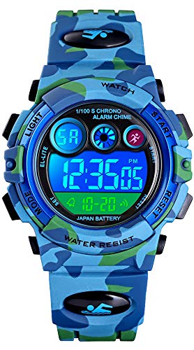 Jungen Digitaluhr Kinder Sport Kinderuhr Junge 5 ATM Wasserdicht Digital Uhren Wecker Alarm Timer LED Licht Stoppuhr Datum Elektronische Armbanduhr für Jugendliche Outdoor,Spielzeug Blau Grün Jungen Digitaluhr Kinder Sport Kinderuhr Junge 5 ATM Wasserdicht Digital Uhren Wecker Alarm Timer LED Licht Stoppuhr Datum Elektronische Armbanduhr für Jugendliche Outdoor,Spielzeug Blau Grün von findtime