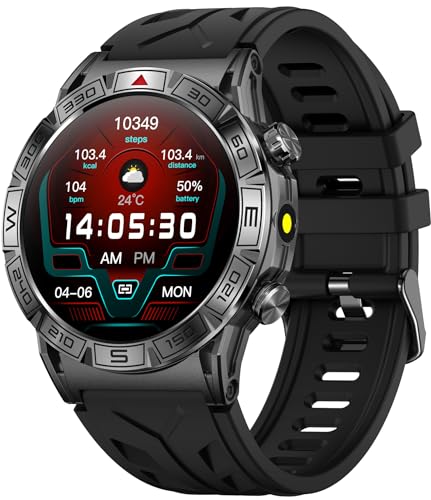 Militärische Smartwatch Herren mit Telefonfunktion Kompass Taschenlampe Altimeter Barometer 1.43" AMOLED Robuste Outdoor Laufuhr für Android iOS Militärische Smartwatch Herren mit Telefonfunktion Kompass Taschenlampe Altimeter Barometer 1.43" AMOLED Robuste Outdoor Laufuhr für Android iOS von findtime