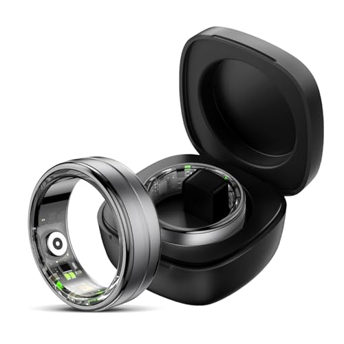 Smart Ring Golden Smartringe Herren Damen Smart Ring Android iOS Fitness Ring Tracker Pulsmesser Schlafmonitor Schrittzähler Gesundheitsüberwachung Aktivitätstracker (Schwarz, #10-inner cir 62.8mm) von findtime