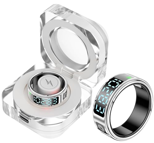 Smart Ring mit Display Fitness Tracker Pulsmesser Schlaftracker Blutsauerstoff Schrittzähler Schrittzähler Fitnessring Wasserdicht Gesundheit Smart Ringe für Männer Frauen von findtime