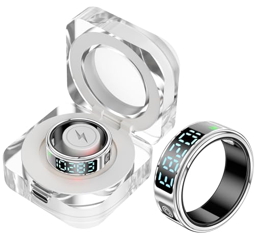 Smart Ring mit Display Fitness Tracker Pulsmesser Schlaftracker Blutsauerstoff Schrittzähler Schrittzähler Fitnessring Wasserdicht Gesundheit Smart Ringe für Männer Frauen von findtime