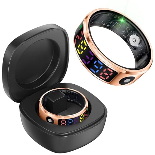 Smart Ring mit Display Touch Smartring für Herren Damen IP68 Wasserdicht Fitness Ring Tracker Android IOS Fitnessring Ring Smarter Ring SpO2 Schlaf Pulsmesser Schrittzähler Sport Fitnesstracker von findtime