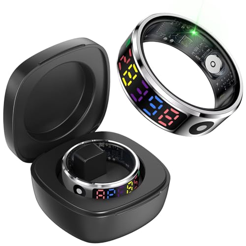 Smart Ring mit Display Touch Smartring für Herren Damen IP68 Wasserdicht Fitness Ring Tracker Android IOS Fitnessring Ring Smarter Ring SpO2 Schlaf Pulsmesser Schrittzähler Sport Fitnesstracker von findtime