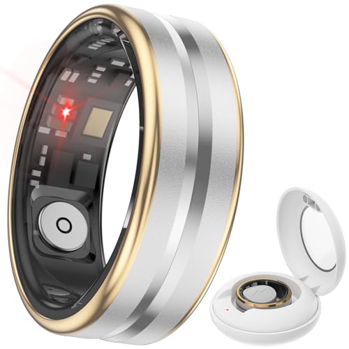 Smartringe für Herren Damen Smart Ring Android iOS Fitness Tracker Ring Bluetooth Herzfrequenzmessung Smartring Schrittzähler Ring Schlaf Tracker Gesundheitsring mit App Fitness Ring Silber Gold von findtime