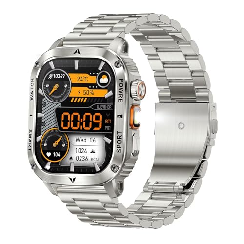 Smartwatch Herren Edelstahl Groß 2,01" HD Display LED Taschenlampe IP68 Wasserdicht Bluetooth Anruf Militär Uhr Outdoor Fitnessuhr mit Blutdruckmessung Gesundheitsuhr Laufuhr für Android iOS Smartwatch Herren Edelstahl Groß 2,01" HD Display LED Taschenlampe IP68 Wasserdicht Bluetooth Anruf Militär Uhr Outdoor Fitnessuhr mit Blutdruckmessung Gesundheitsuhr Laufuhr für Android iOS von findtime